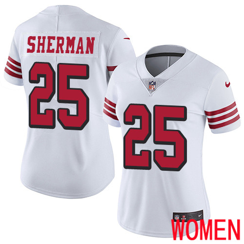 San Francisco 49ers Limited White Women Richard Sherman NFL Jersey #25 Rush Vapor Untouchable